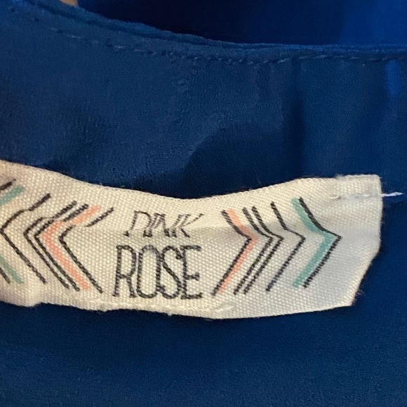 MEDIUM PINK ROSE NAVY BLUE SHEER BLOUSE - Picture 2 of 3